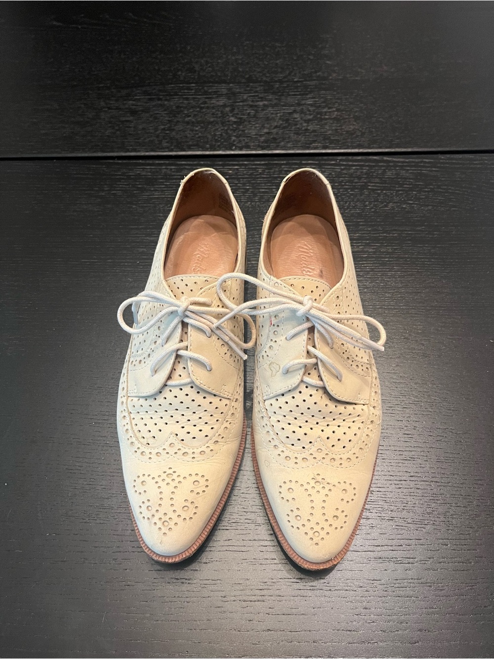Madewell Cream Perforated Leather Oxfords